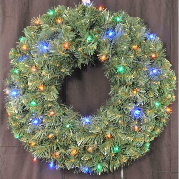 Queens Of Christmas 2 ft. Pre-Lit LED Sequoia Pine Christmas Wreath, Multi Color GWSQ-02-L4M-BAT